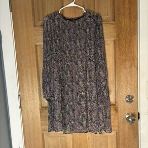 Wishlist apparel Floral‎ Pleated Long Sleeve Mini Dress Small/Medium